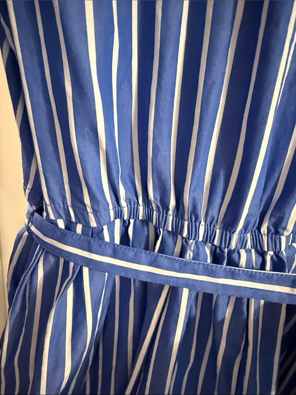 Free Assembly Blue White Striped Belted Shirt Dress Size Medium